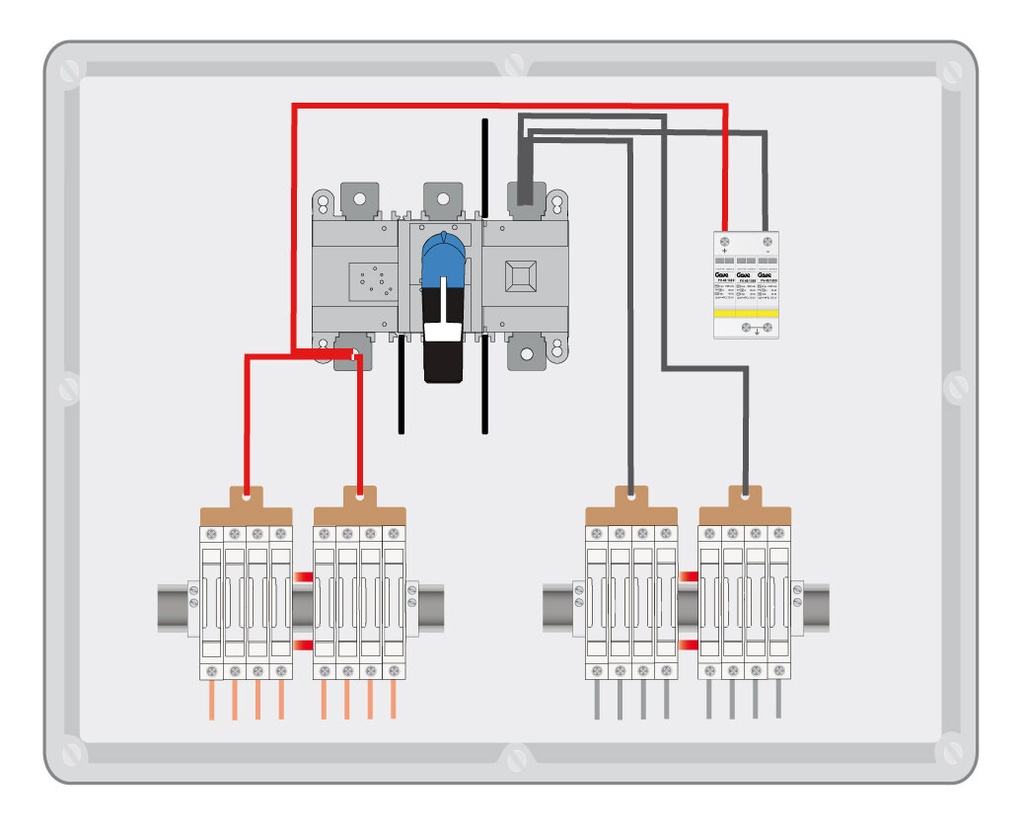 CAJA CONEXIÓN PV 1500V 8 STRINGS - FUS 15A - SECCIONADOR 160A + PROTECTOR SOBRETENSIONES