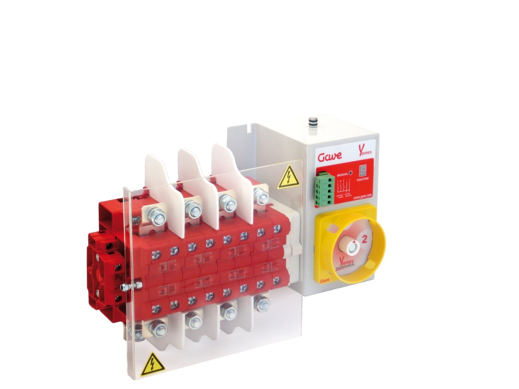 CONMUTADOR  MOTORIZADO ENTRADA SUPERIOR 1-0-2 4P 160A. 12V DC GAVE