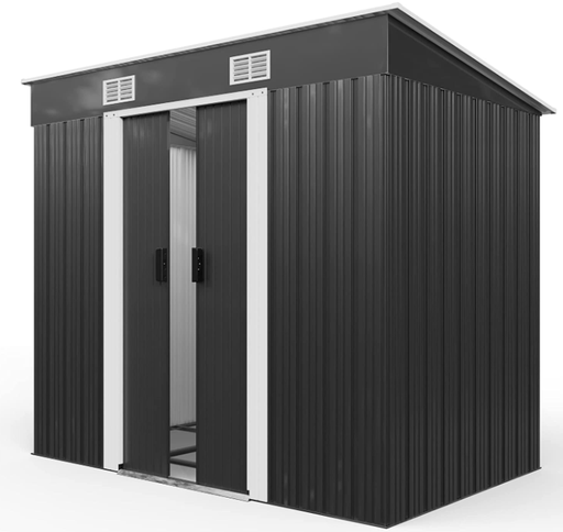 [CobertNegro-01] Cobertizo de Jardín Antracita 196x122x182 Acero Galv