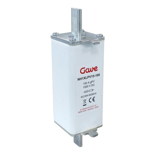 [NH1XLPV15-100] FUSIBLE NH 1500VDC TAMAÑO 1XL  -100A CURVA GPV GAVE