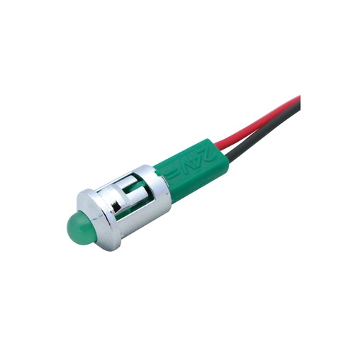 [260C24V] PILOTO CROMADO D.8MM 24V ALTA LUMINOSIDAD VERDE GAVE