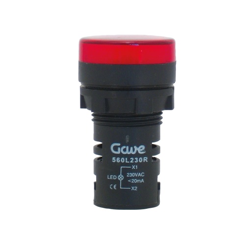 [560L230R] PILOTO MULTILED D. 22,5MM 230V ROJO GAVE
