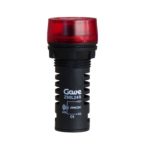[Z60L24R] ZUMBADOR D.22MM  LUMINOSO INTERMITENTE  ROJO GAVE 24V