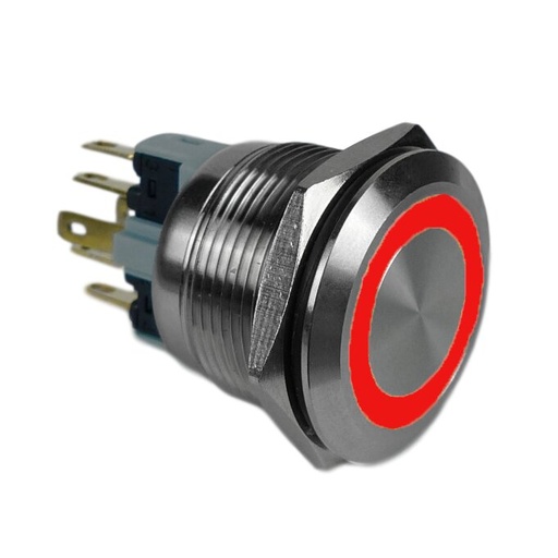 [PAL11R] PULSADOR ANTIVANDÁLICO LUMINOSO ROJO GAVE 24V - CONTACTO MOMENTÁNEO 1NO+1NC