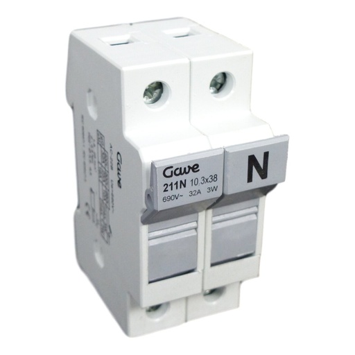 [211N] PORTAFUSIBLE  10X38 1P+N 32A.CARRIL DIN