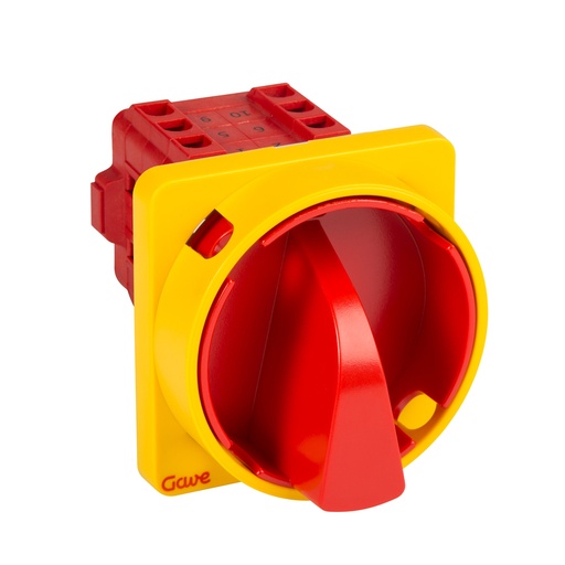 [ABA532000] INTERRUPTOR 4P GAVE 25A.D0 BLOQUEO CANDADO ROJO/AMARILLO + AUXILIAR SIMULTANEO 12A