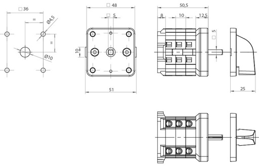 [A-6302000] CONMUTADOR  3P 2 POS.25A.D0