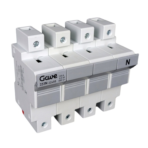 [233N] PORTAFUSIBLE GAVE 22X58 3P+N 100A.RAIL DIN