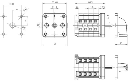 [A-7602000] CONMUTADOR GAVE AMPERIMETRO 4CIRCUITOS  TRANSFORMADOR 25A.D0