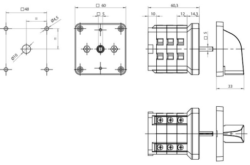 [A-6303100] CONMUTADOR  3P 2 POS.32A.D1