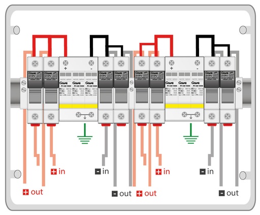 [STM210NSP12] CAJA MODULAR CONEXIÓN 2STR. FUS 12A - SIN SECCIONADOR + PROTECTOR SOBRETENSION II
