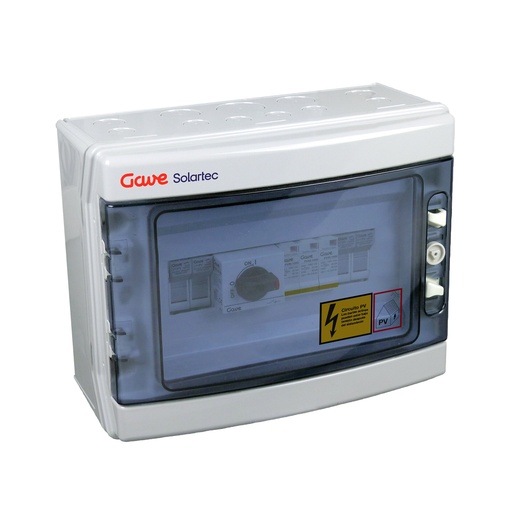 [STM21040P20] CAJA PROTECCIONES CONTINUA GAVE MODULAR CONEXION PV 2 STRINGS  FUSIBLE  20A + PROTECTOR SOBRETENSION II