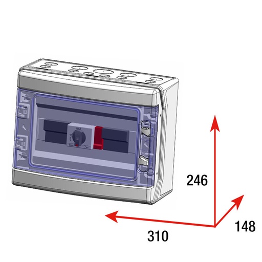 [STM3-740P12] CAJA MODULAR CONEXIÓN PV - 3STR.FUS 12A + PROTECTOR SOBRETENSION UN 75V