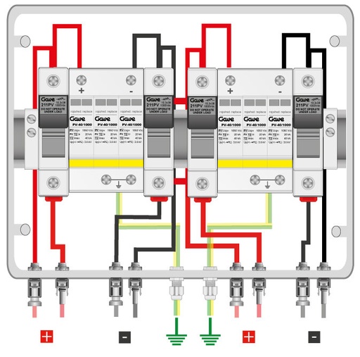 [STM110MCP12/2] CAJA MODULAR CONEXIÓN MC4 2MPPT - 1STR.FUS 12A - SIN SECCIONADOR + PROTECTOR SOBRETENSION II