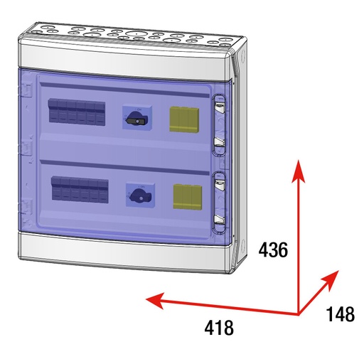 [STM31016P15S/2] CAJA MODULAR CONEXIÓN PV - 3STRINGS 1000V FUS15A 2MPPT SALIDAS INDIVIDUALES